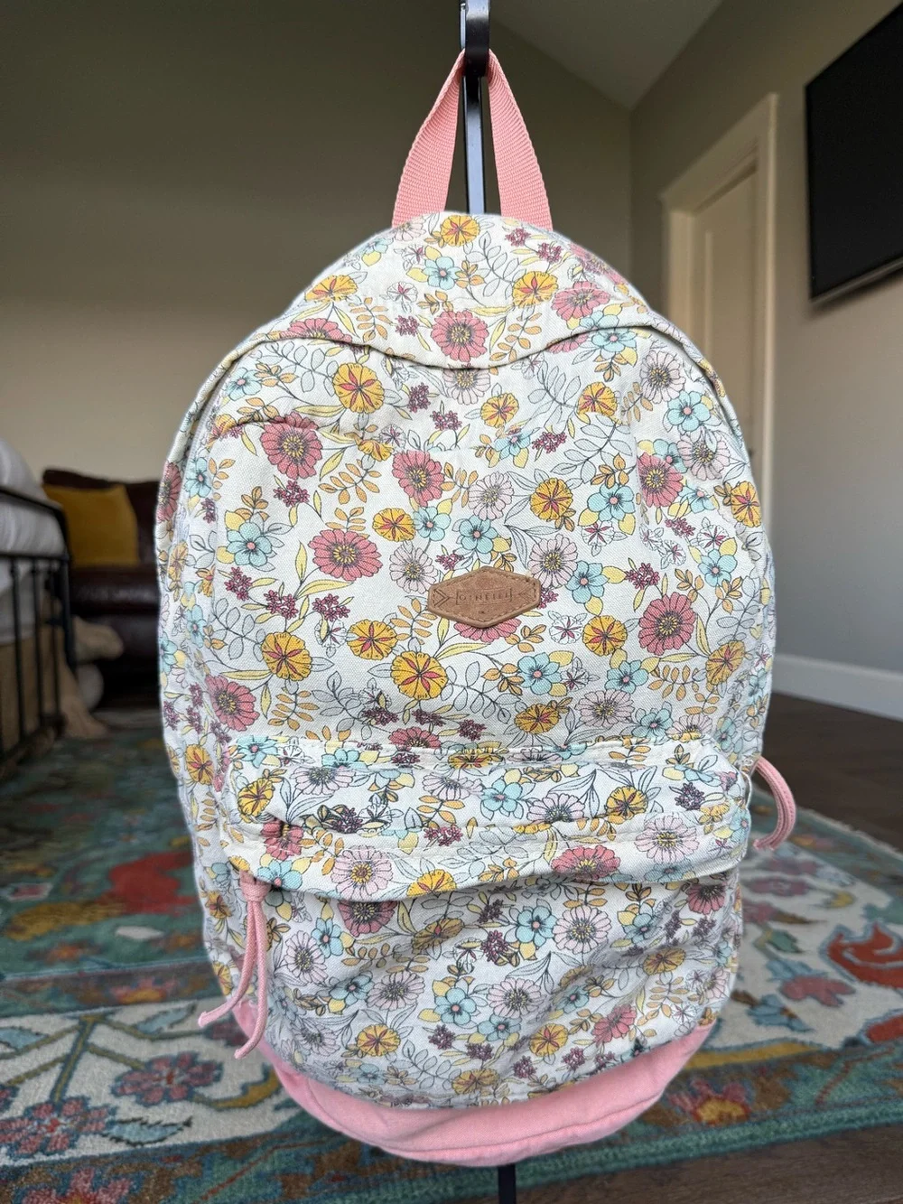 O'Neill Floral Canvas Backpack in Pink, Yellow, Blue OS